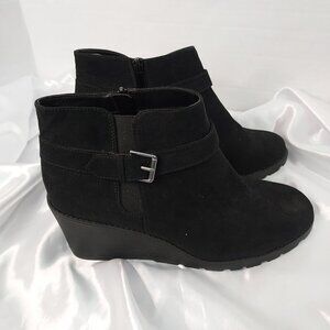 Torrid Black Faux Suede Wedge Bootie NWOT Size 11.5W